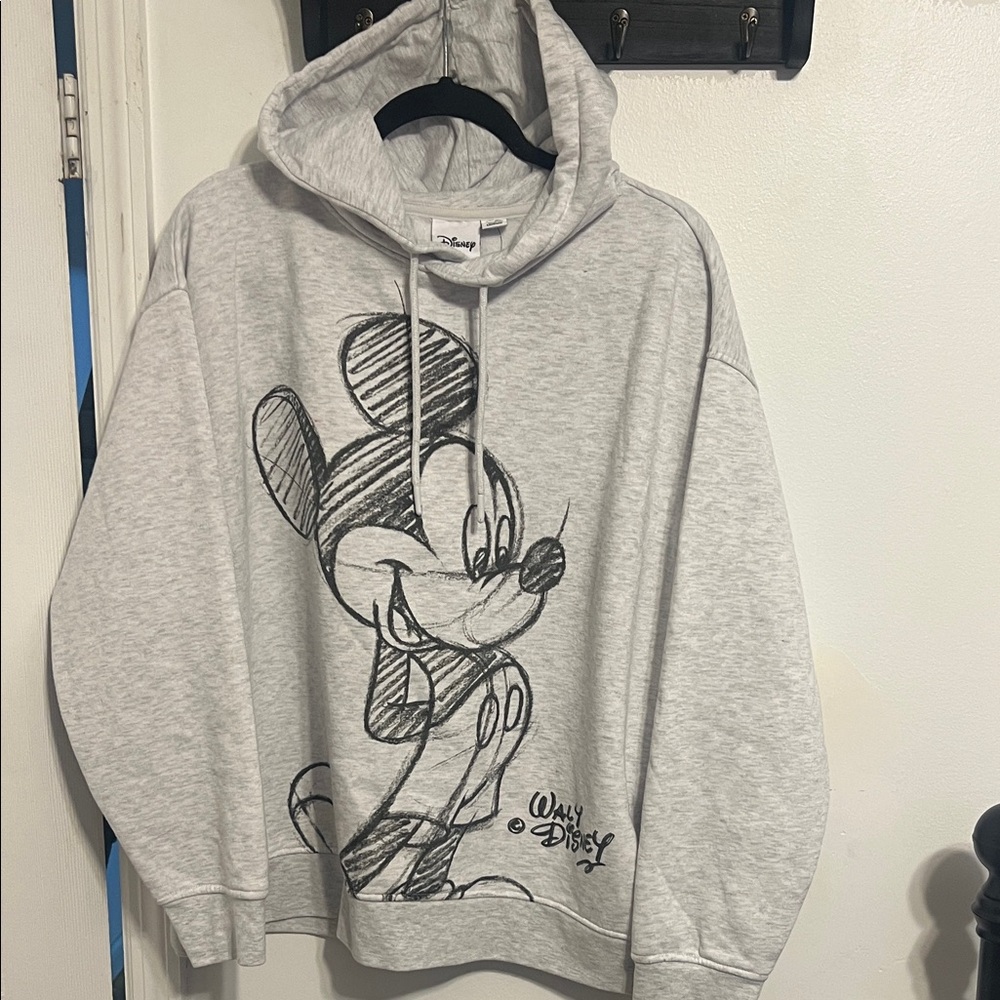 Disney Light Gray Hoodie with Mickey Sketch